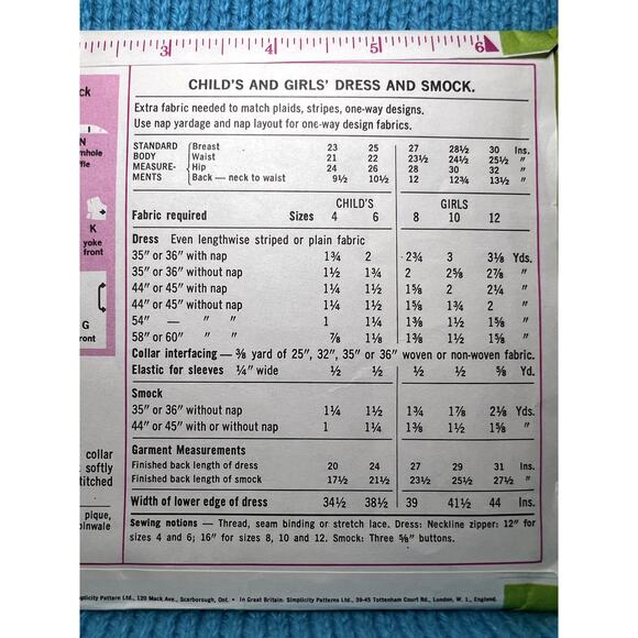 Simplicity 9843 Sewing pattern Girls A line dress Pinafore 1960s size 8 - Picture 6 of 6